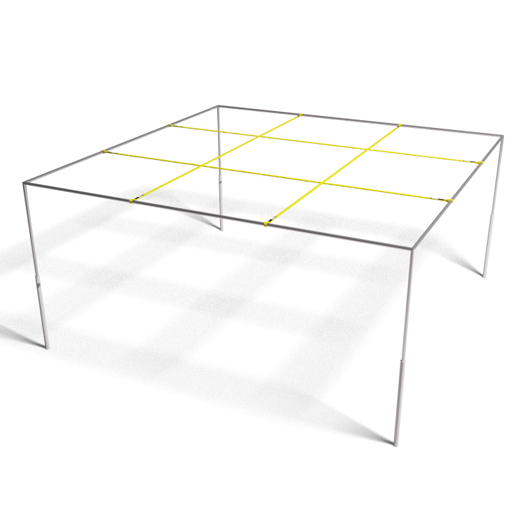 9 Square Game Set: Mill Finish with Yellow Straps